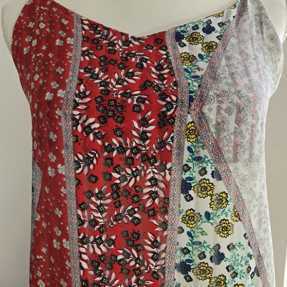 Madame Size L Floral Patchwork Aysemetrical Ruffle Hem Maxi Dress - Picture 8 of 16